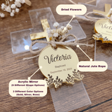 Personalized Acrylic Cross Baptism Favors with Mirror Tag & Dried Flowers – Gold, Silver, Rose Options Personalized Acrylic Cross Baptism Favors with Mirror Tag & Dried Flowers – Gold, Silver, Rose Options