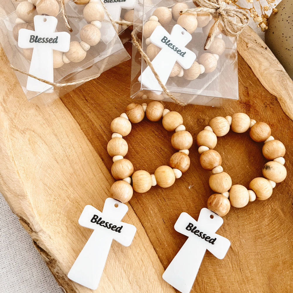 Personalized Wooden Rosary Favor – Mini Handmade Cross Gift for Baptism, Communion & Religious Events Personalized Wooden Rosary Favor – Mini Handmade Cross Gift for Baptism, Communion & Religious Events