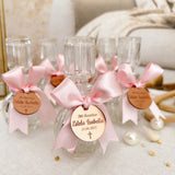 Personalized Glass Holy Water Bottle with Mirror Tag & Ribbon – Baptism Favors, Customizable, Set of 12 Personalized Glass Holy Water Bottle with Mirror Tag & Ribbon – Baptism Favors, Customizable, Set of 12