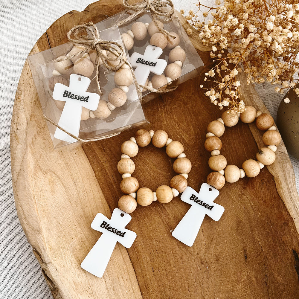 Personalized Wooden Rosary Favor – Mini Handmade Cross Gift for Baptism, Communion & Religious Events Personalized Wooden Rosary Favor – Mini Handmade Cross Gift for Baptism, Communion & Religious Events