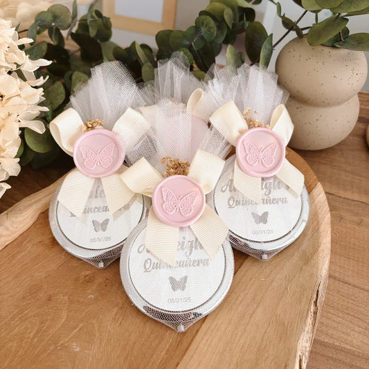 Silver Mirror Favor for Quinceañera – Personalized Mis Quince Años Keepsake Gift