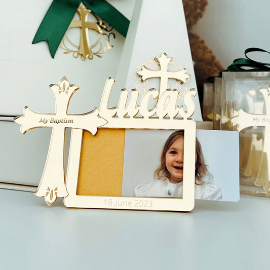 Personalized Baptism Favors – Custom Mirror Frame Magnets for Christening or Holy Communion