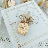 Personalized Acrylic Cross Baptism Favors with Mirror Tag & Dried Flowers – Gold, Silver, Rose Options Personalized Acrylic Cross Baptism Favors with Mirror Tag & Dried Flowers – Gold, Silver, Rose Options