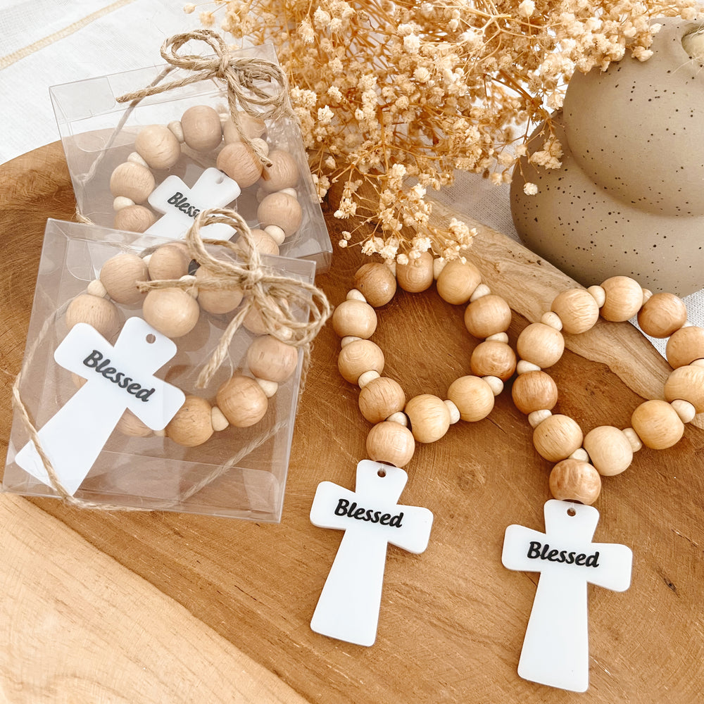 Personalized Wooden Rosary Favor – Mini Handmade Cross Gift for Baptism, Communion & Religious Events Personalized Wooden Rosary Favor – Mini Handmade Cross Gift for Baptism, Communion & Religious Events
