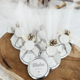 Espejo compacto dorado personalizado para primera comunión de Christina Espejo compacto dorado personalizado para primera comunión de Christina