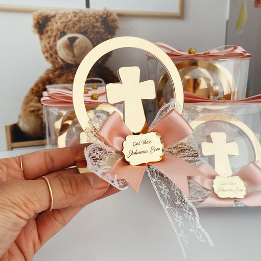 Personalized Cross Baptism Favor – Elegant Acrylic Keepsake Gift for Christening & Baptism Party