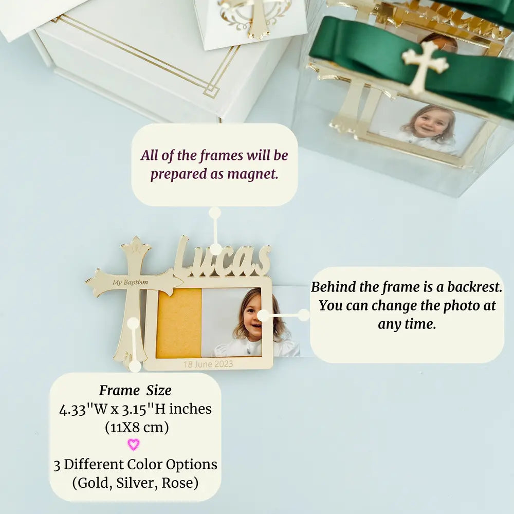 Marco de Fotos de Bautizo Personalizado con Cruz – Regalo Único con Nombre y Fecha Marco de Fotos de Bautizo Personalizado con Cruz – Regalo Único con Nombre y Fecha