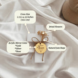 Personalized Acrylic Cross Magnet – Elegant Baptism Favor with Custom Tag & Dried Flowers Personalized Acrylic Cross Magnet – Elegant Baptism Favor with Custom Tag & Dried Flowers