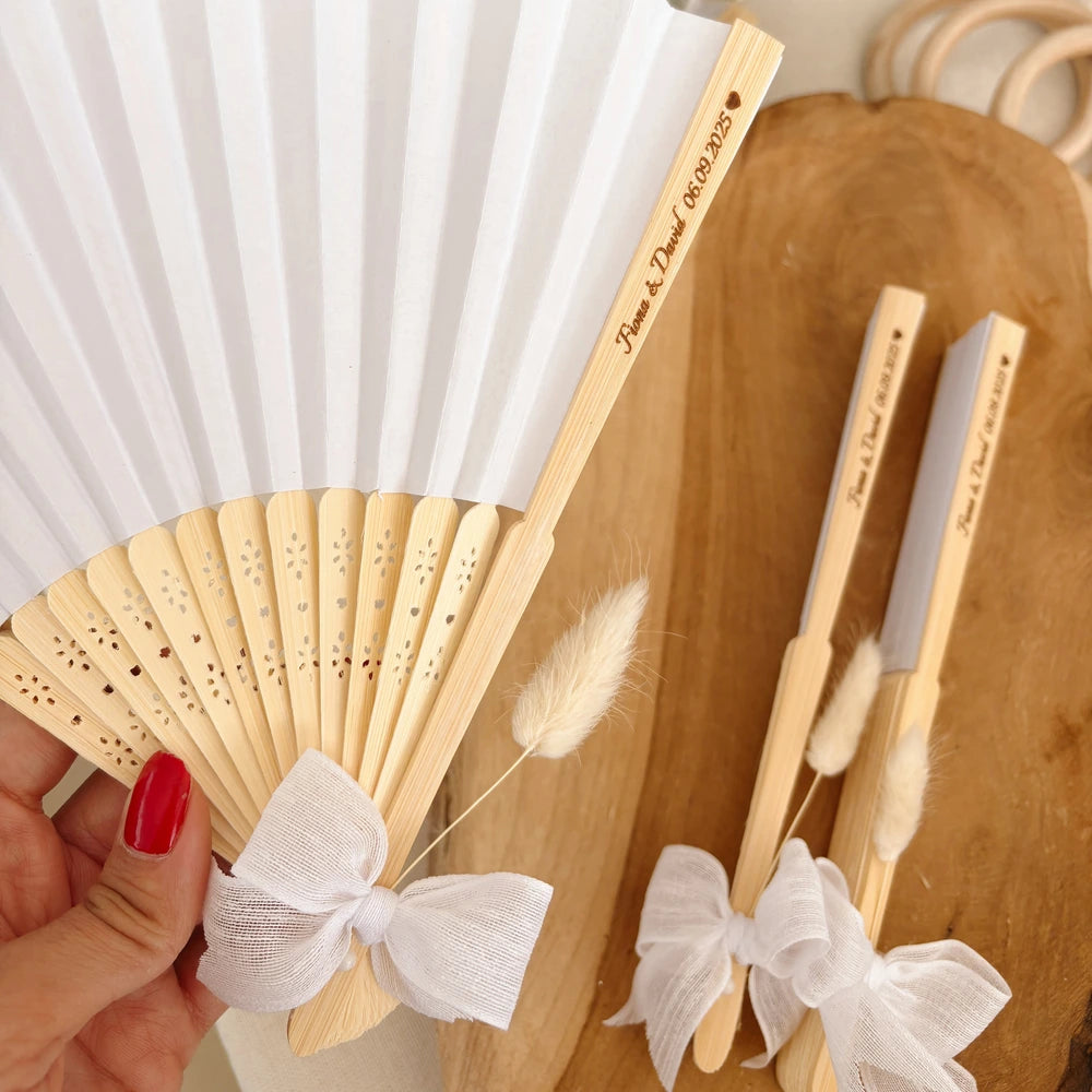 Personalized Wooden Hand Fan – Custom Wedding Favor for Guests with Names & Date Personalized Wooden Hand Fan – Custom Wedding Favor for Guests with Names & Date