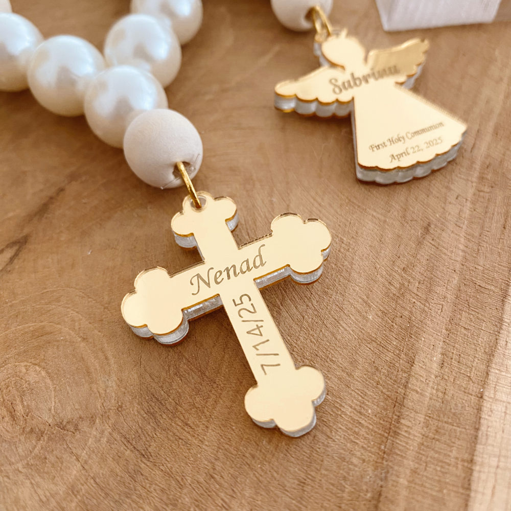 Personalized Mini Wooden Rosary Favor – Custom Baptism & First Communion Gift with Acrylic Charm Options Personalized Mini Wooden Rosary Favor – Custom Baptism & First Communion Gift with Acrylic Charm Options