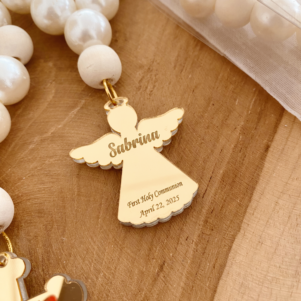 Personalized Mini Wooden Rosary Favor – Custom Baptism & First Communion Gift with Acrylic Charm Options Personalized Mini Wooden Rosary Favor – Custom Baptism & First Communion Gift with Acrylic Charm Options
