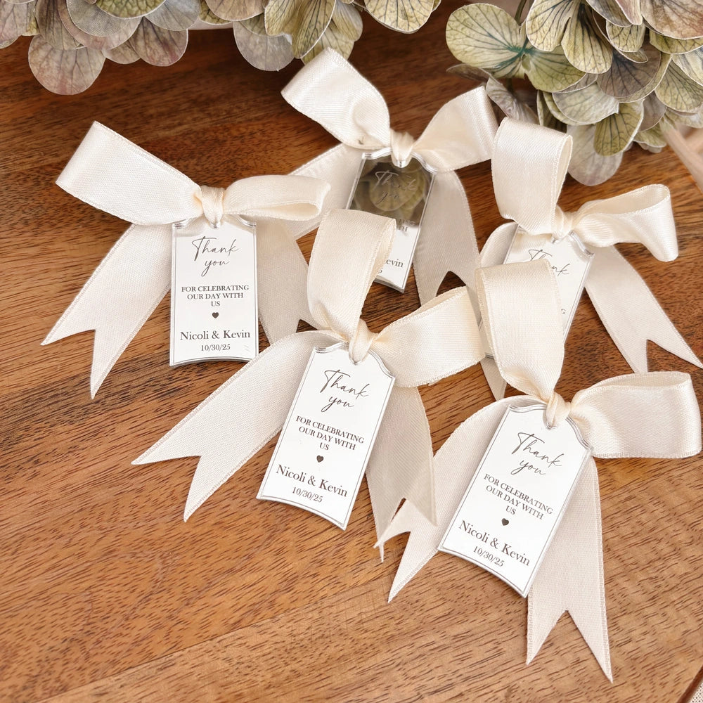 Personalized Wedding Tags with Ribbon – Acrylic Keepsake Favor Personalized Wedding Tags with Ribbon – Acrylic Keepsake Favor
