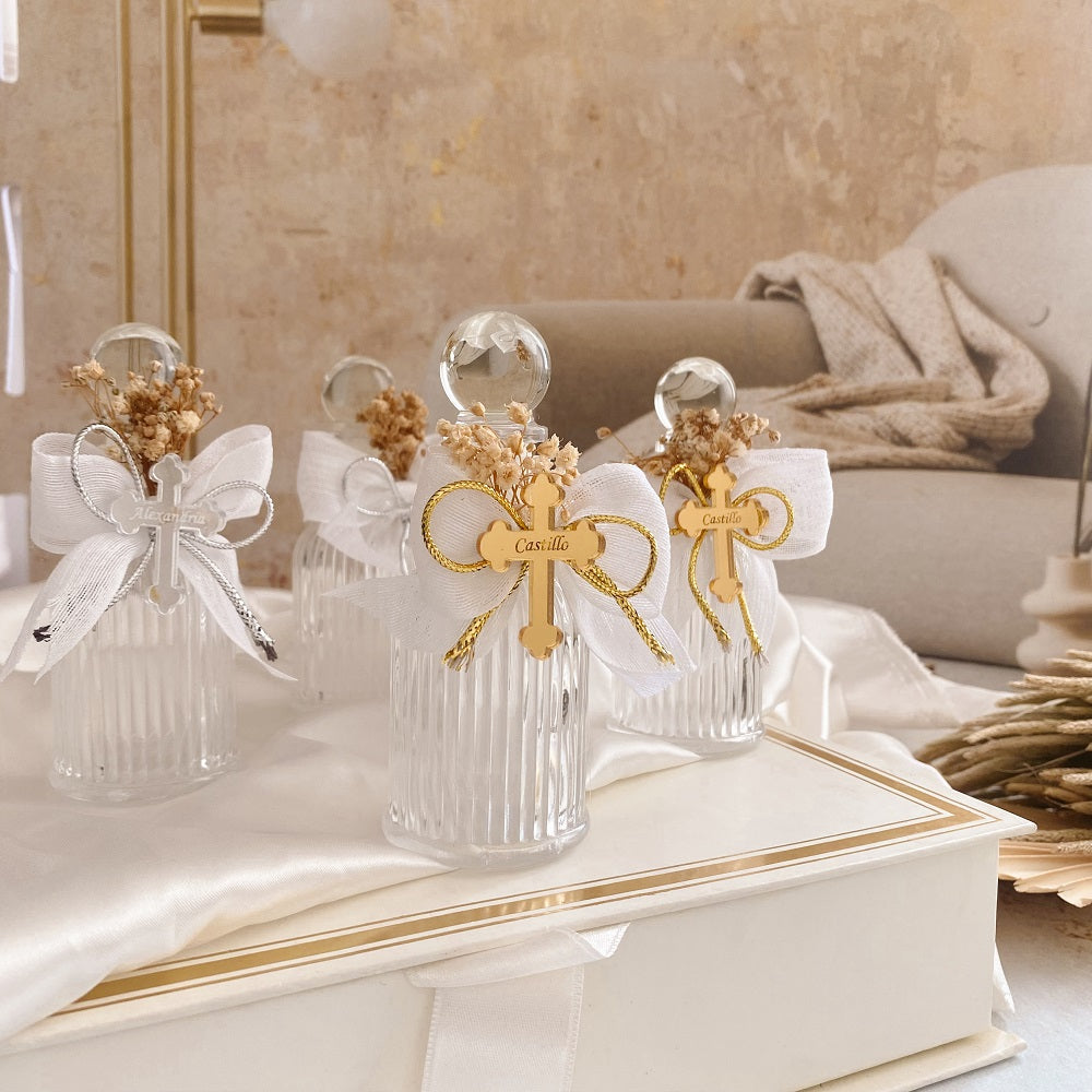 Custom Holy Water Bottle – Choose from 9 Ribbon Colors & 12 Personalized Mirror Designs Custom Holy Water Bottle – Choose from 9 Ribbon Colors & 12 Personalized Mirror Designs