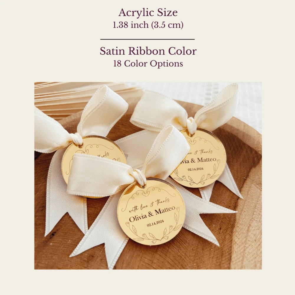Personalized Wedding Tags with Ribbon – Acrylic Keepsake Favor Personalized Wedding Tags with Ribbon – Acrylic Keepsake Favor
