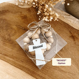 Personalized Wooden Rosary Favor – Mini Handmade Cross Gift for Baptism, Communion & Religious Events