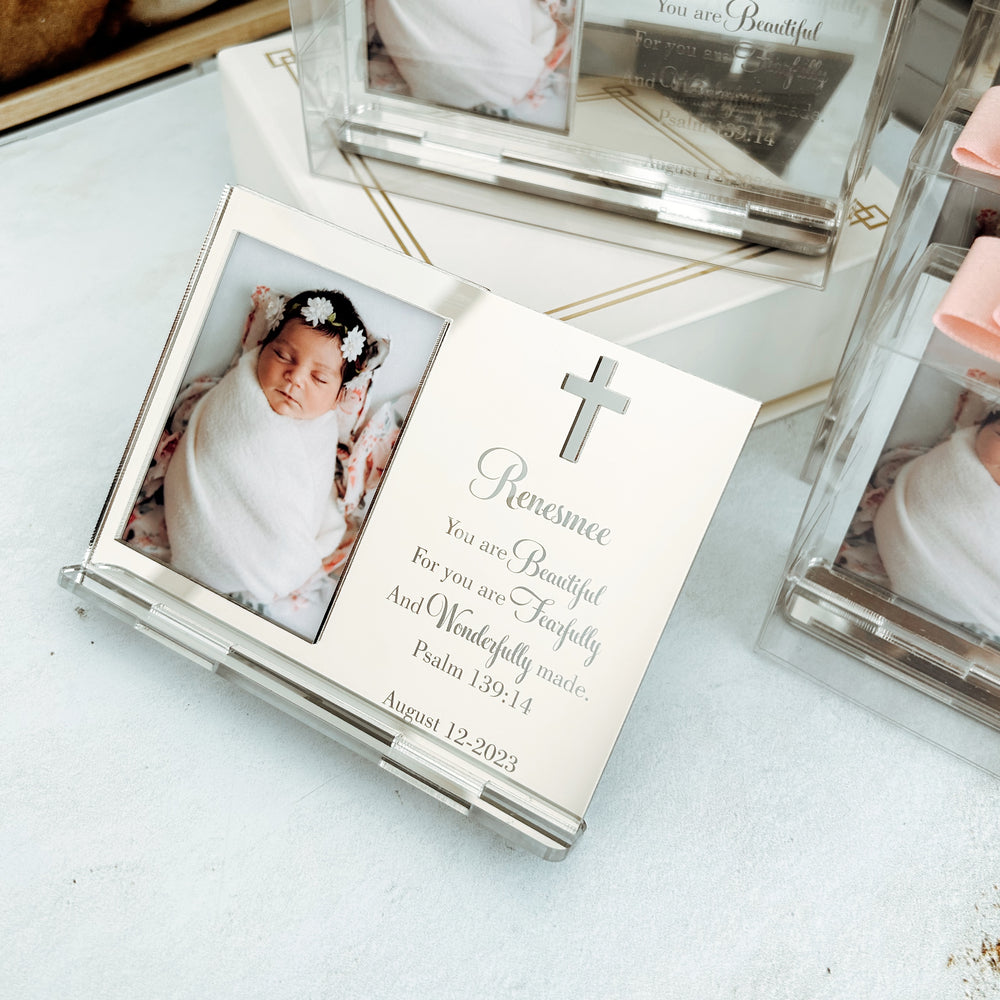 Personalized Baptism Mirror Acrylic Frame with Stand New