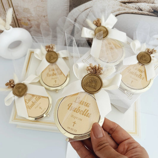 Christina Personalized First Communion Gift Compact Gold Mirror