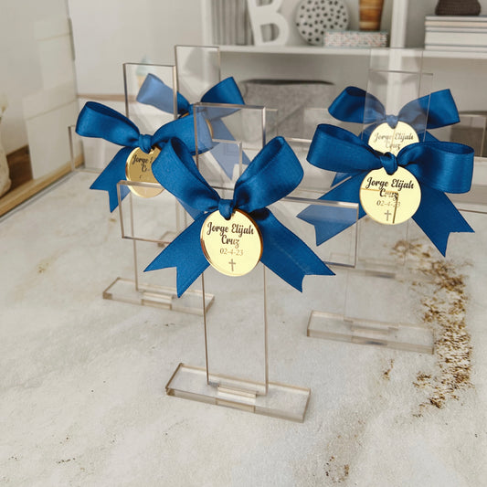 Personalized Acrylic Cross Favors – Custom Mirror Gifts for Baptism, Christening, Holy Communion, or Confirmation