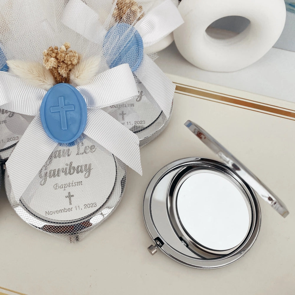 Christina Personalized First Communion Gift Compact Silver Mirror