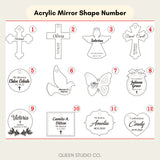 Custom Holy Water Bottle – Choose from 9 Ribbon Colors & 12 Personalized Mirror Designs