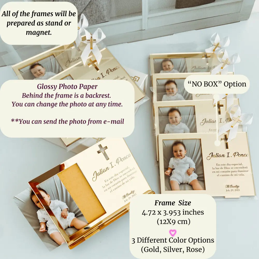 Personalized Baptism Mirror Acrylic Frame with Stand New