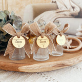 Personalized Holy Water Bottle with Acrylic Tag and Natural Jute Ribbon – Baptism or First Communion Favor